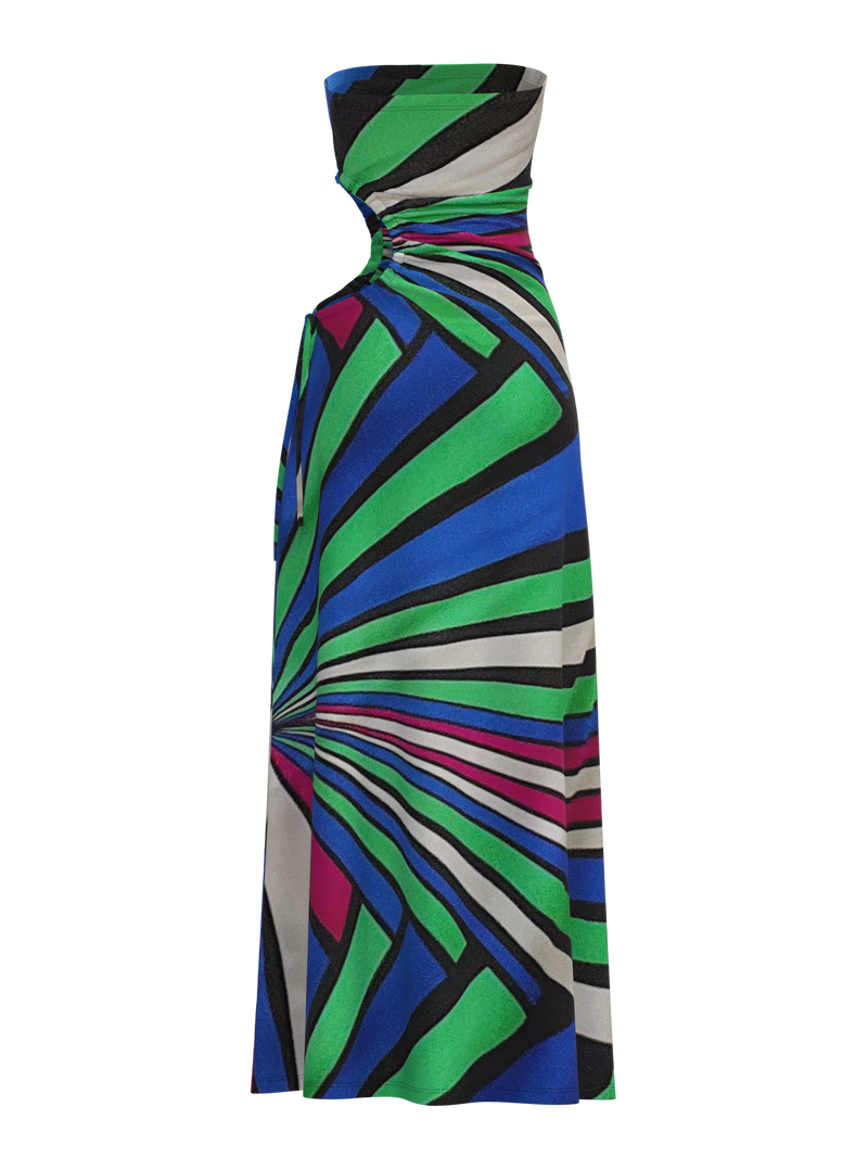 Vintage Y2K Geometric Cutout Maxi Dress