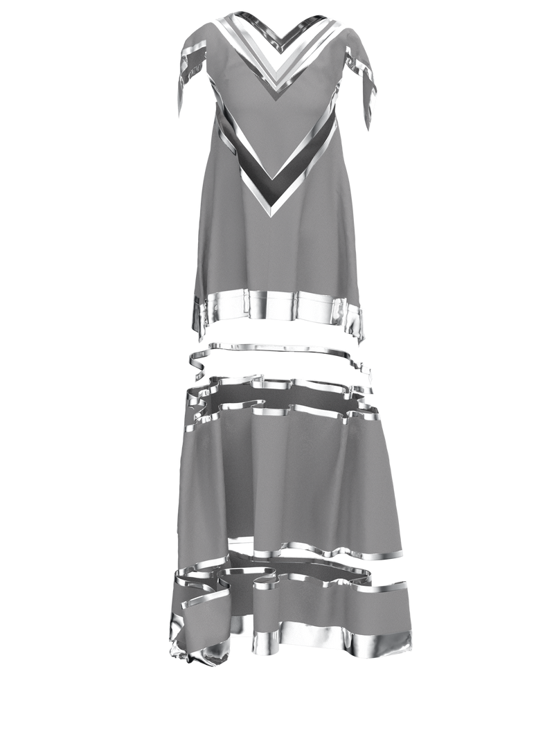 Metal invisible gray long dress