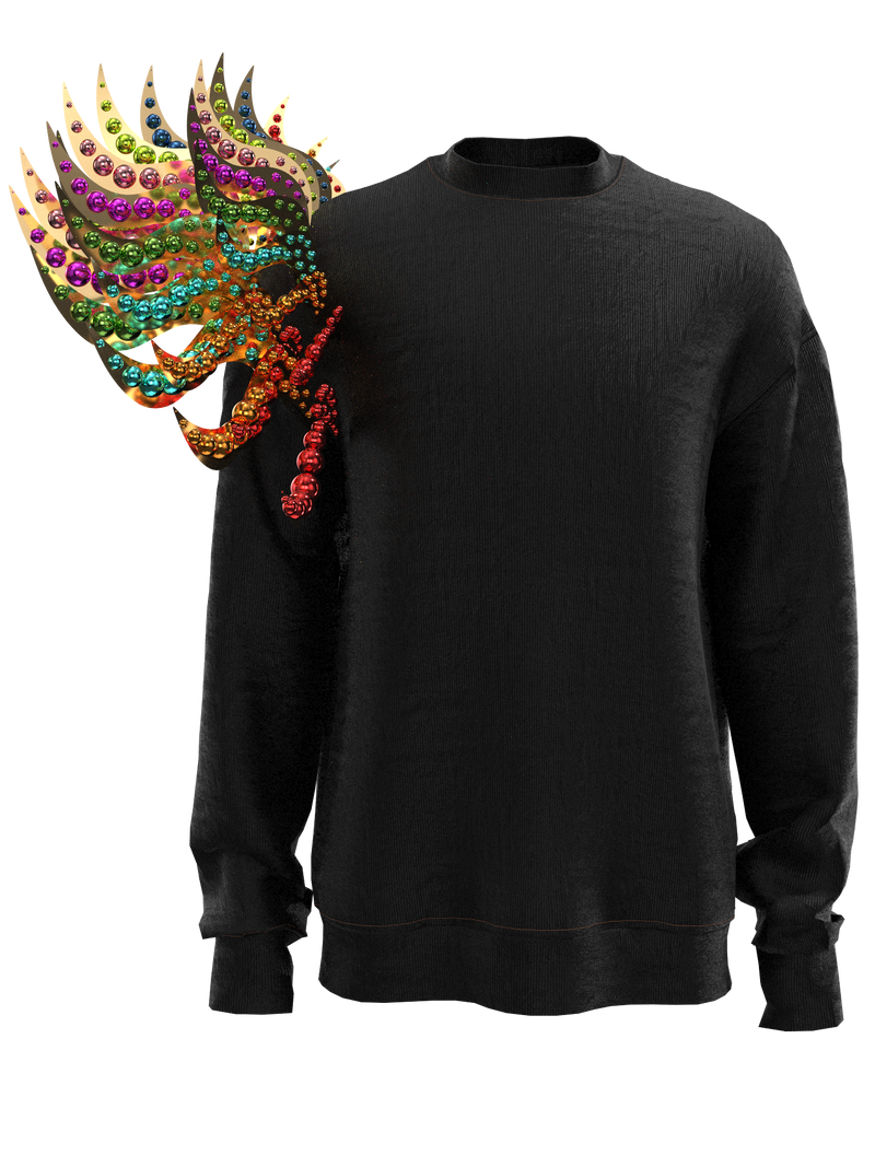 Sweatshirt decorated shoulder black